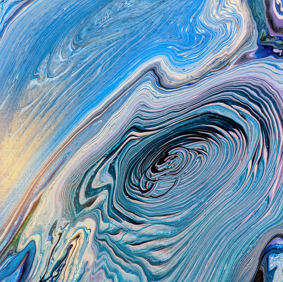 Fluid art blue ring pour